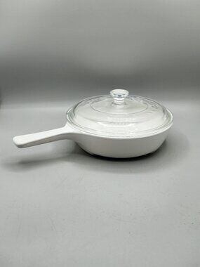 Vtg Corning Ware Microwave Browning Dish Skillet Clear Glass Lid MW 83 B USA